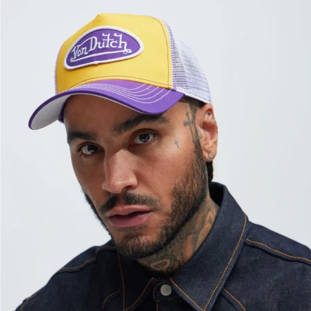 🧢 NEW Von Dutch‎ Yellow & Purple Trucker Hat – Iconic Y2K Style 💜💛